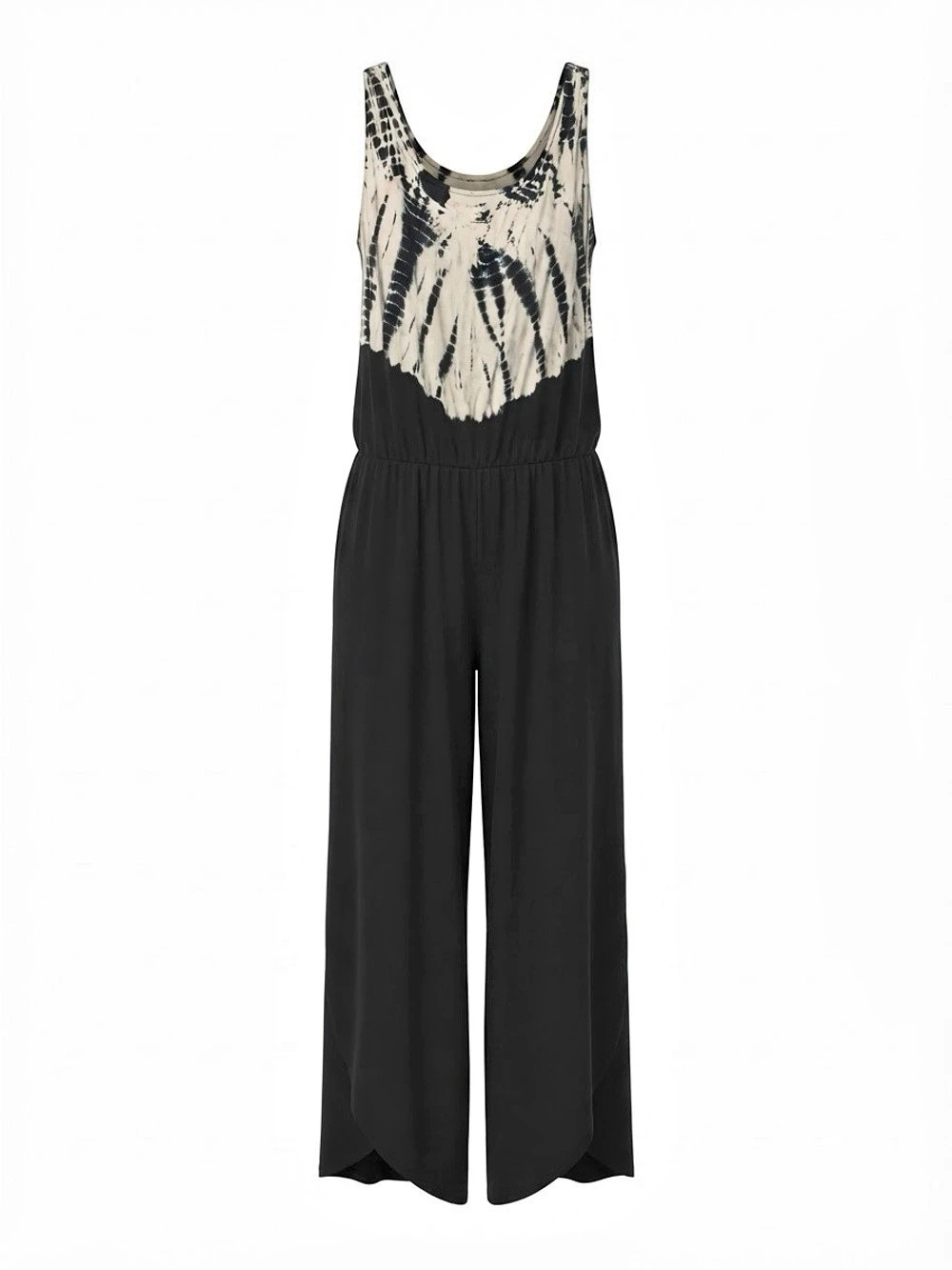 Green Dragon USA Black & White Tie Dye Spaghetti Strap Jumpsuit